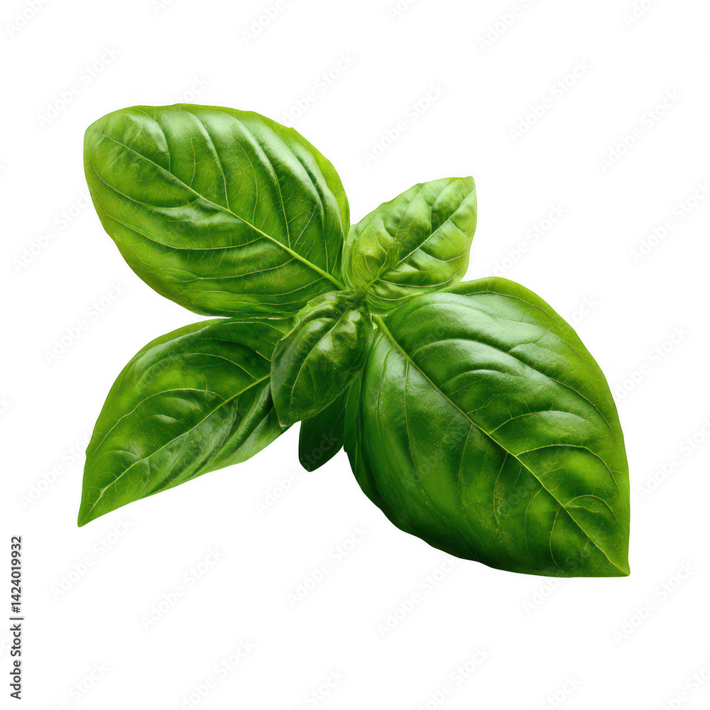 Fototapeta premium Fresh basil leaves culinary herb showcase natural environment high-quality image