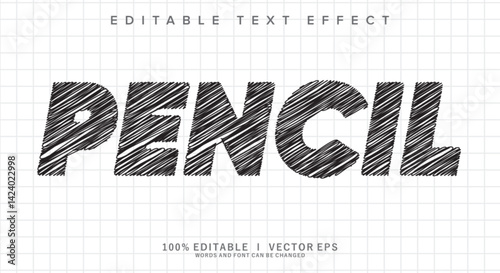 pencil vector text effect with modern style design