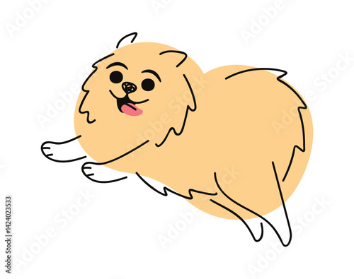 Fluffy spitz hand drawn dog
