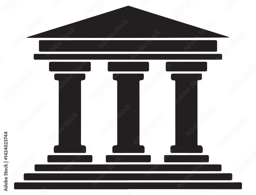 Fototapeta premium BANK SILHOUETTE WHITE BACKGROUND