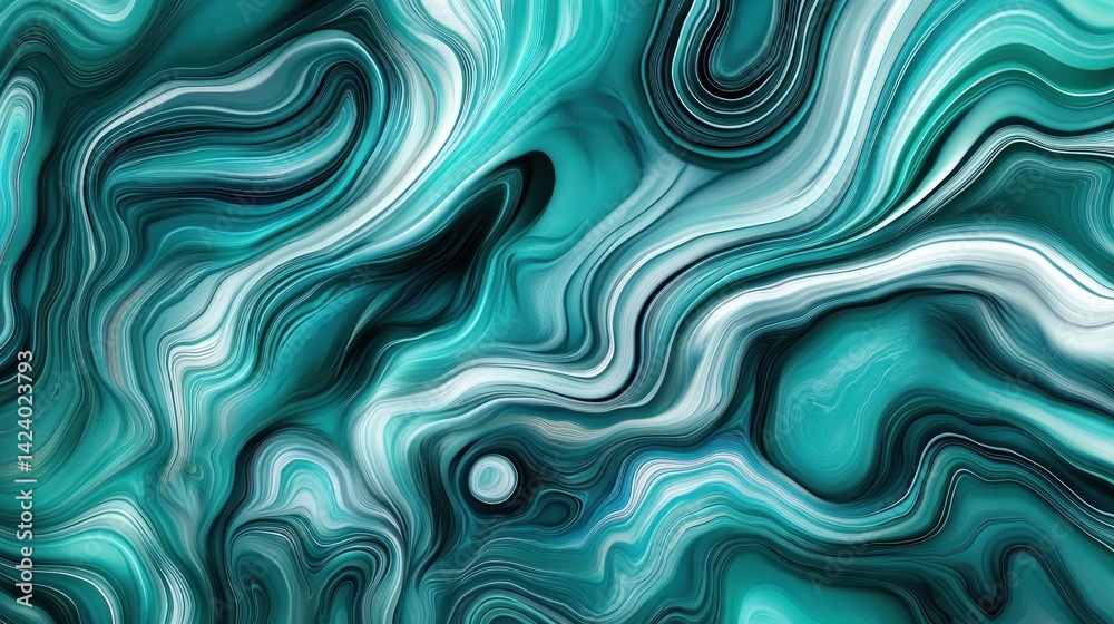 Abstract teal and white marbled design. Abstract teal and white marbled design.