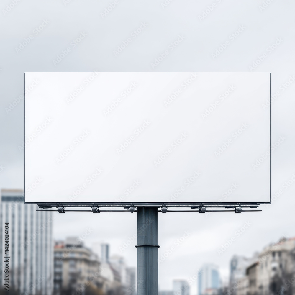 Obraz premium Billboard standing tall in a city landscape, ready for a new message. Urban advertising space