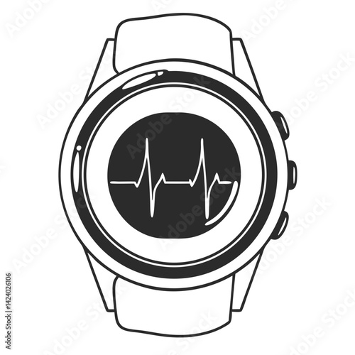Pulse Watch icon. Smartwatch pulse graph vector.