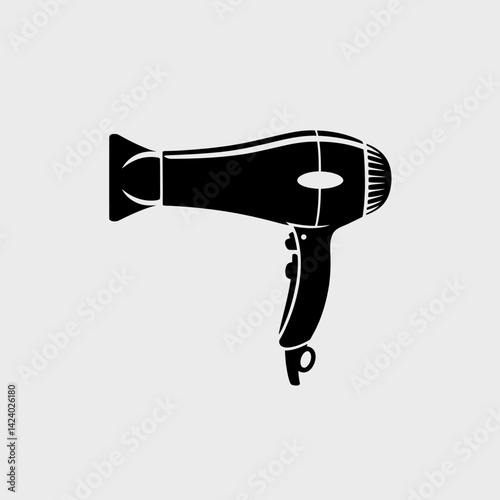 Minimalist Black Hairdryer Vector Illustration for Beauty Projects