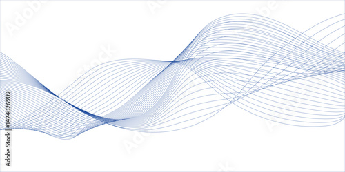 Abstract vector background with light  blue wavy lines. Blue wave background. light Blue lines vector illustration. Technology, data science frequency gradient lines on transparent background.