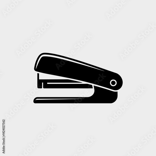 Minimalist Black Stapler Icon, Office Stationery Vector Illustration
