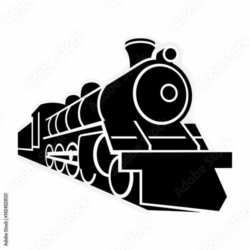 Vintage Steam Locomotive Silhouette: Classic Train Icon Vector