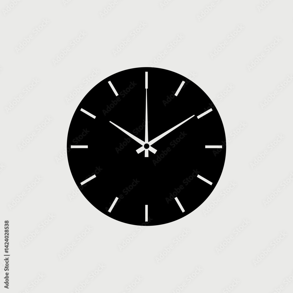 Simple Black & White Clock Face Displaying Timeless Time, Timepiece Simple Black & White Clock Face Displaying Timeless Time, Timepiece