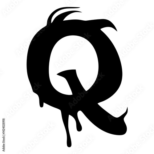 Tribal hardcore alphabet letter Q