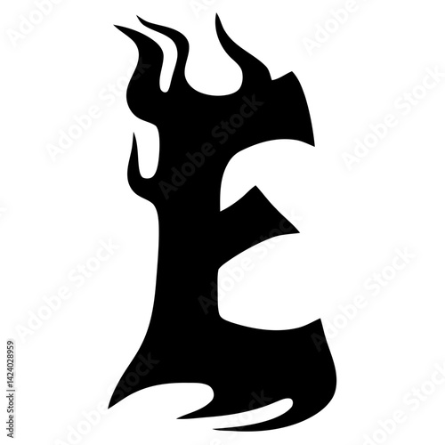 Tribal hardcore alphabet letter E