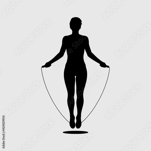 Woman Silhouette: Skipping Rope Workout, Cardio Exercise, Fitness Training