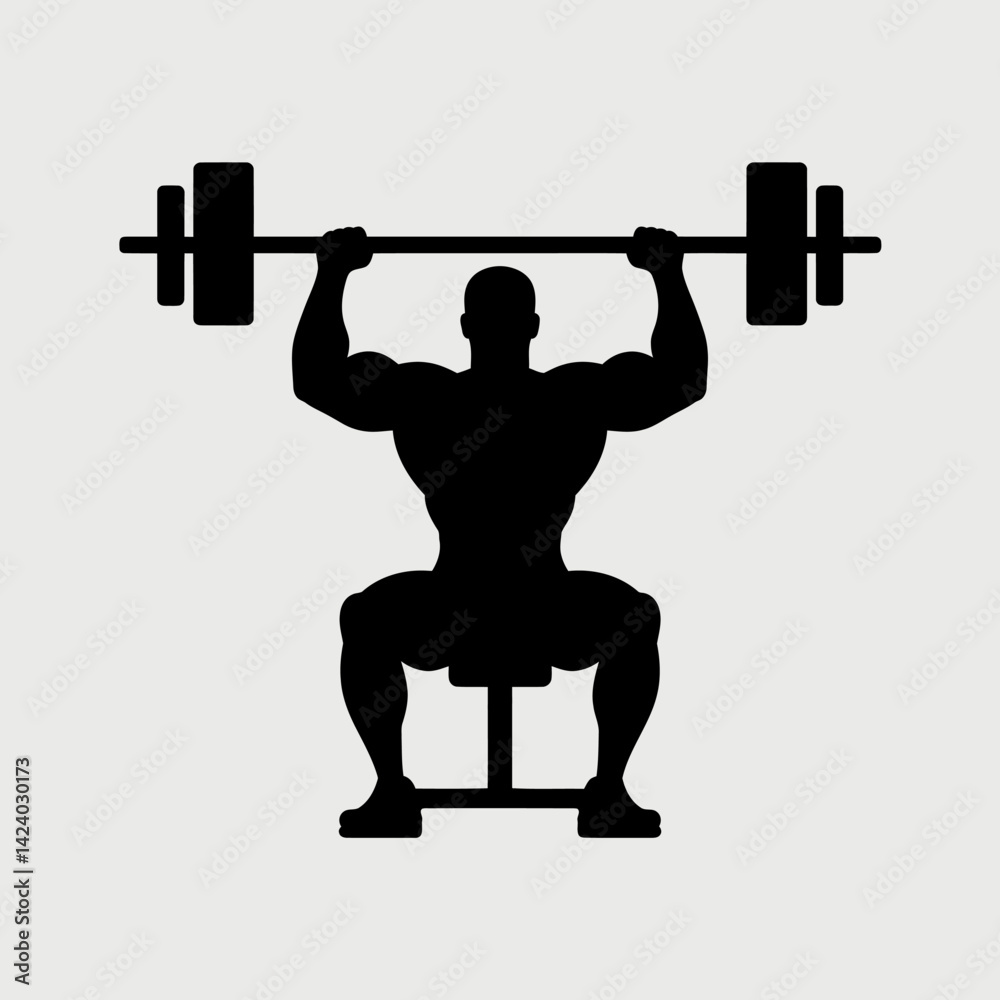 Silhouette of a Bodybuilder Lifting Weights on Bench Press Silhouette of a Bodybuilder Lifting Weights on Bench Press