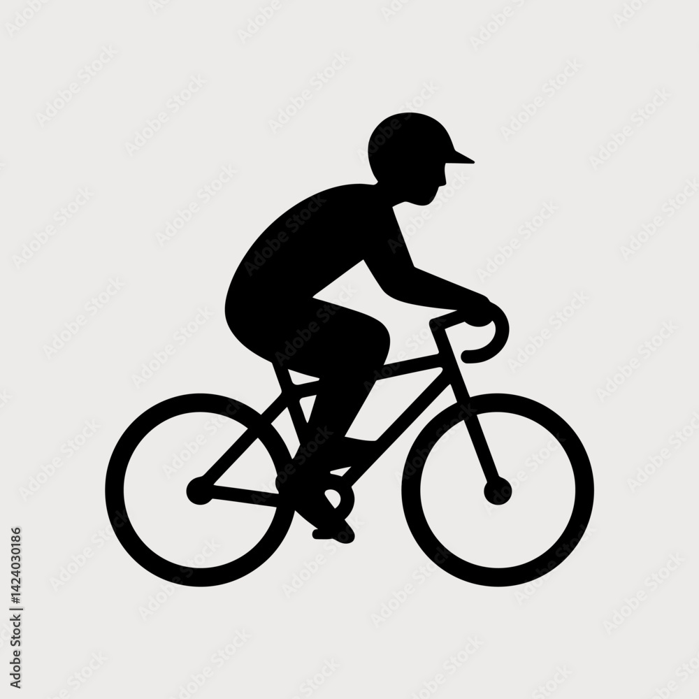 Fototapeta premium Cyclist Silhouette: Isolated Black Bike Rider Illustration