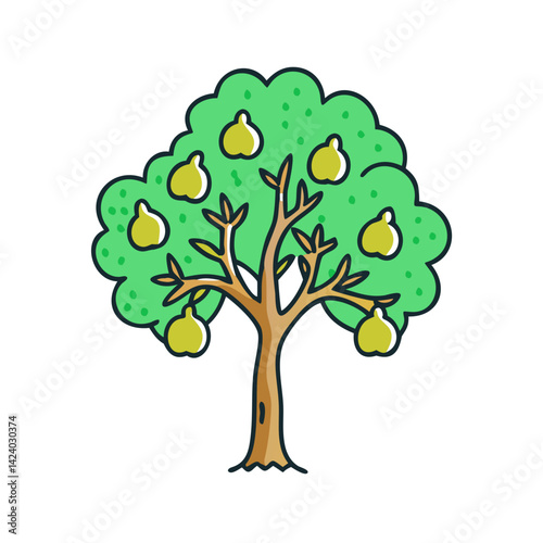 pear tree icon, pear tree vector illustration-simple illustration of pear tree, perfect for pear tree logos and icons