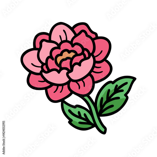 peony flower icon, peony flower vector illustration-simple illustration of peony flower, perfect for peony flower logos and icons