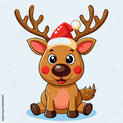 christmas reindeer with red ribbon