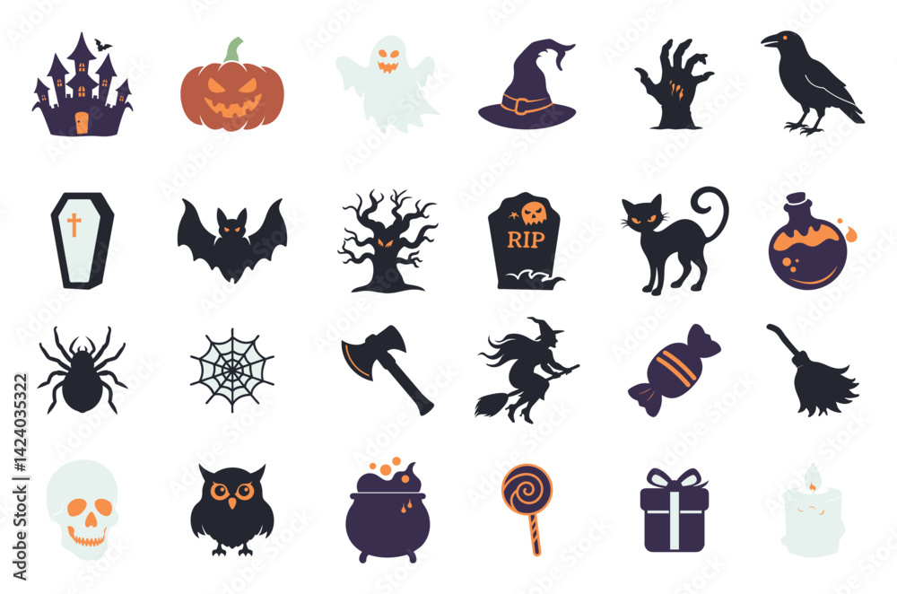 set of halloween elements