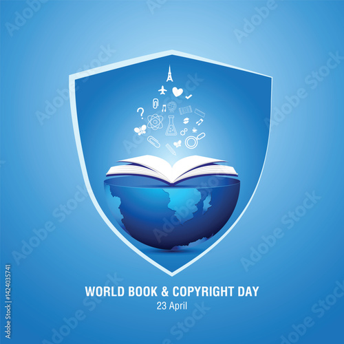 Vector illustration of World Book and Copyright Day social media feed template.