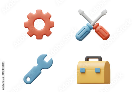 Tools and Wrench 3D Icon Setting & Tools Theme