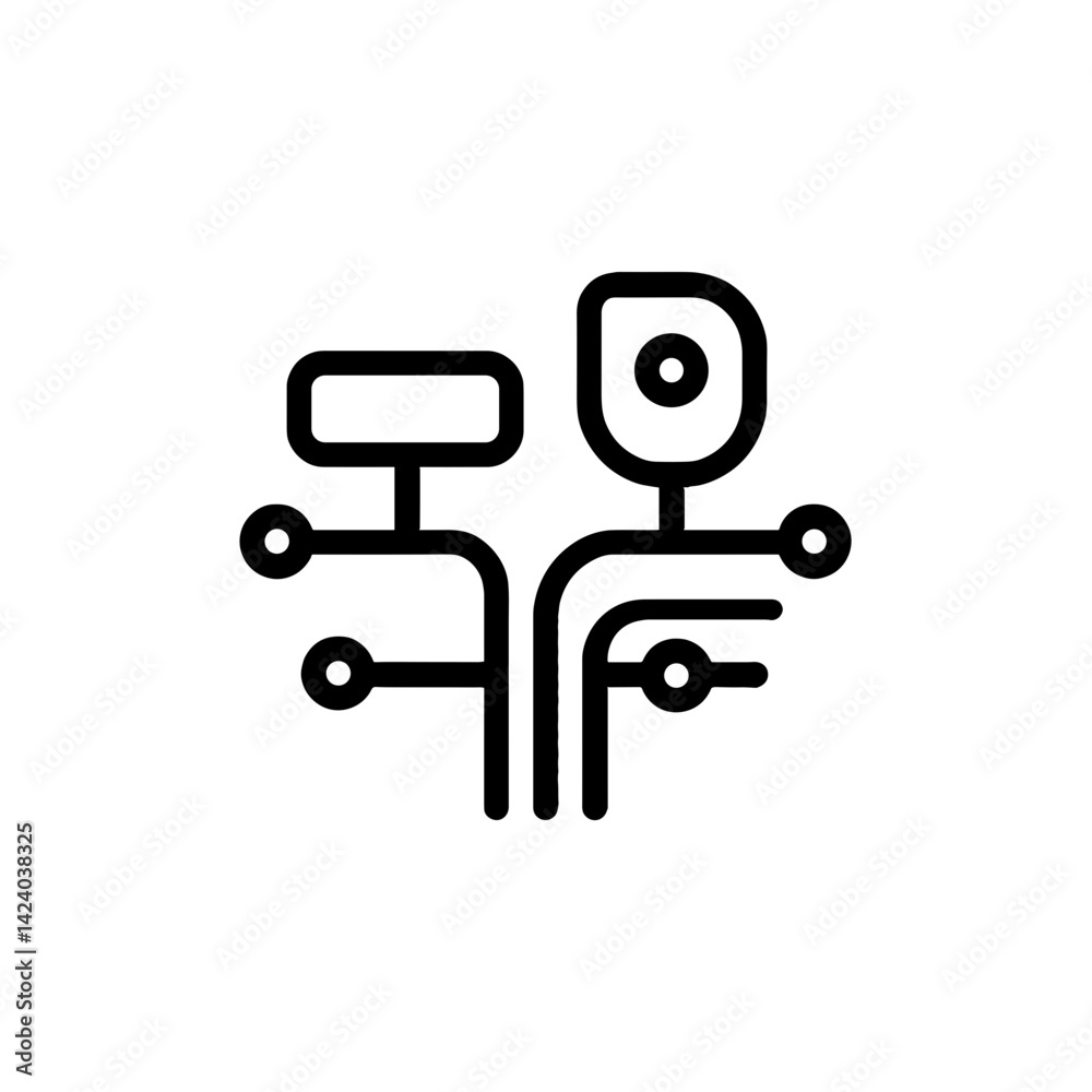 Minimalist Line Art Data Network Icon on Transparent Background Minimalist Line Art Data Network Icon on Transparent Background