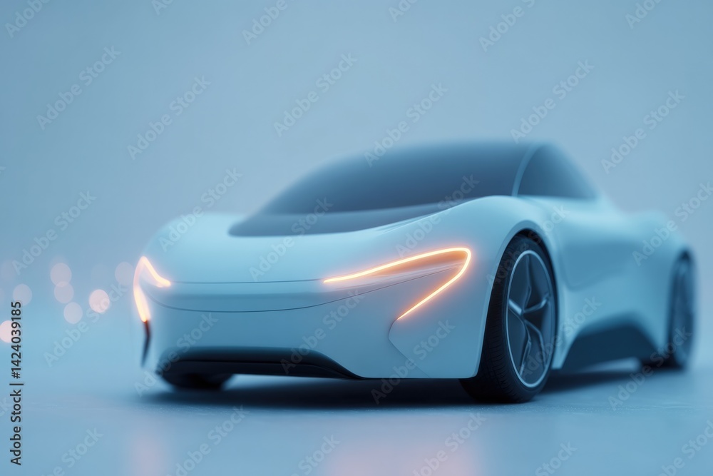 Fototapeta premium sleek minimalistic image of futuristic vehicle set against pristine background with ample copy space