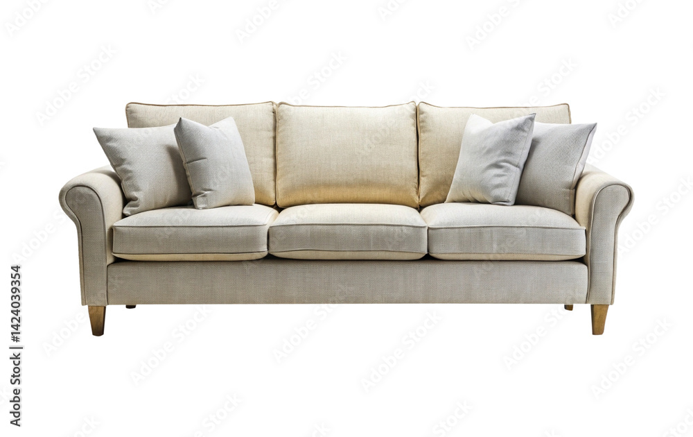 Elegant threeseater sofa with comfortable pillows, perfect for the modern living room Elegant threeseater sofa with comfortable pillows, perfect for the modern living room