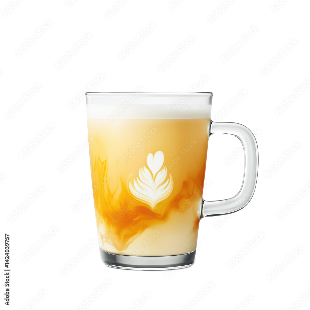 A delightful and delicious latte topped with beautiful swirls of rich caramel syrup