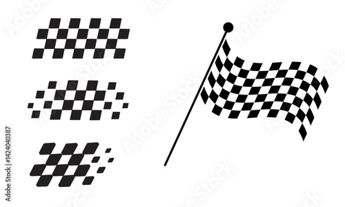 Racing flag vector icon on white background. Checkered flag. start and finish crossed flag. Racing flag.	
