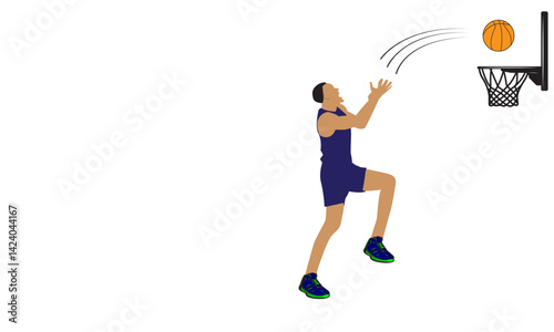 basketball player putting the ball into the basketball hoop