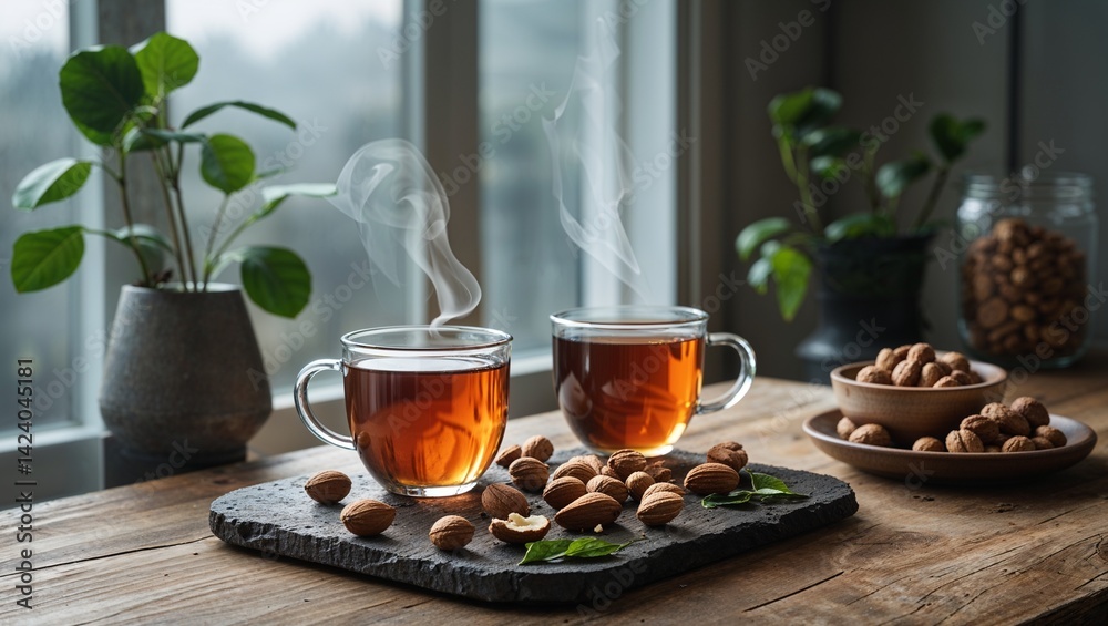 Minimalist mornings shaped by tea and nuts Minimalist mornings shaped by tea and nuts