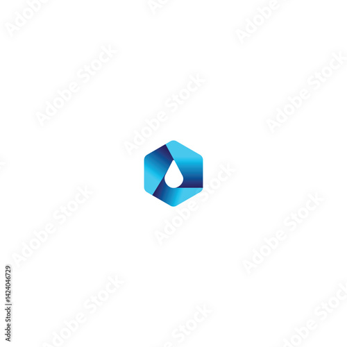 Abstract Hexagonal Water Drop Logo with white background. 