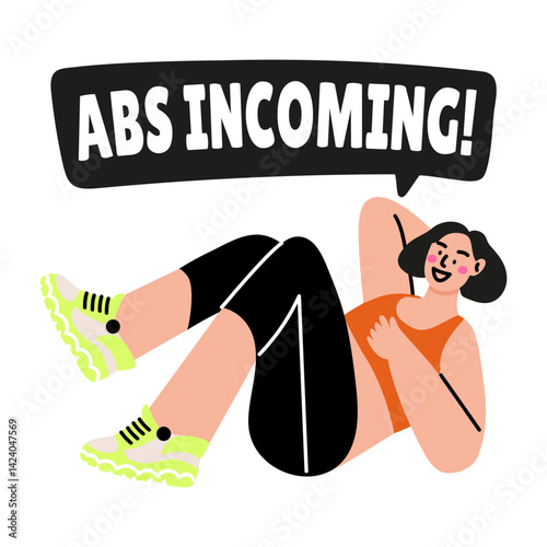 A person lying on their back doing core crunch, flat sticker