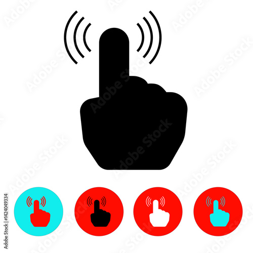 index finger icon-frequency, black, white and colored buttons