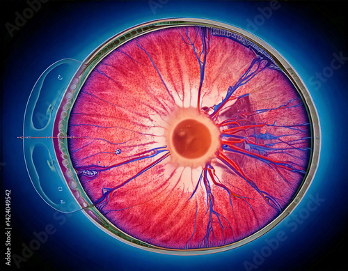 Digital illustration of human eye shown in cross-section
