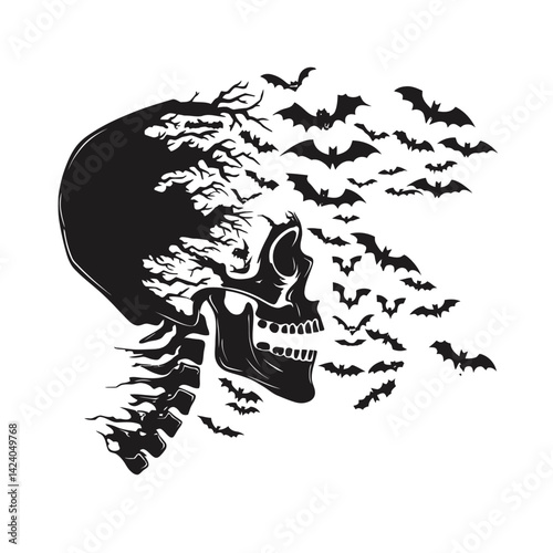 Vector black silhouette of Halloween