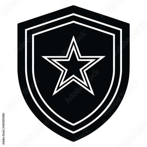 isolated Black vector army patch on white background