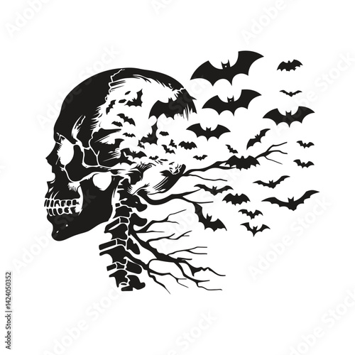 Vector black silhouette of Halloween