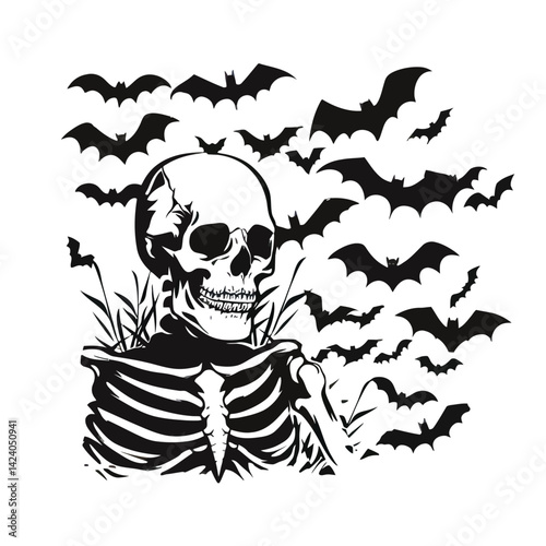 Vector black silhouette of Halloween