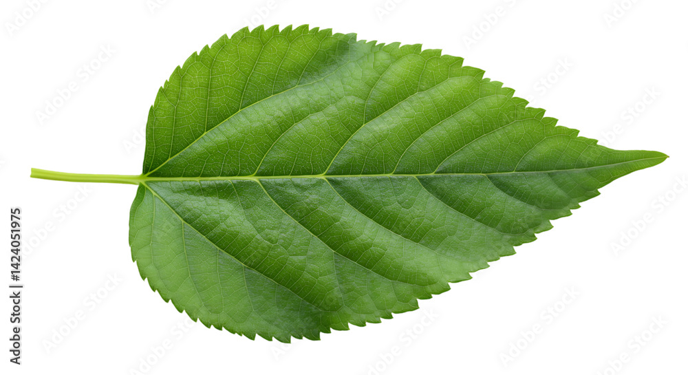 Fototapeta premium Single green leaf black background