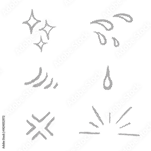 ドット柄のシンプルなアメコミ風漫符セット Adobe Illustrator Artwork