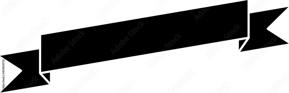 Solid black ribbon banner vector for classic label, badge, logo, and vintage design. Ideal for retro graphics and decorative titles. Solid black ribbon banner vector for classic label, badge, logo, and vintage design. Ideal for retro graphics and decorative titles.
