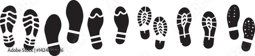 Footprints human shoes icon. Set of footprint silhouettes. Human footsteps icon. Vector illustration
