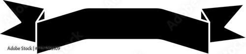 Solid black ribbon banner vector for classic label, badge, logo, and vintage design. Ideal for retro graphics and decorative titles.