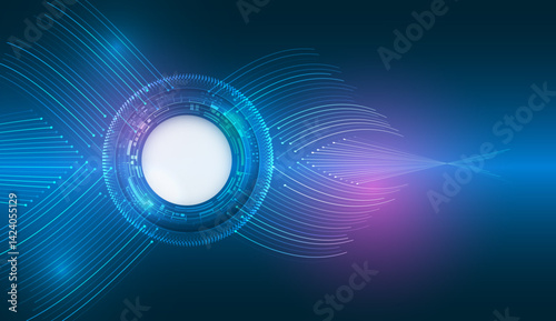 Abstract background with curved glowing lines and smooth gradient. Dynamic digital design with motion effect, data flows and modern technological style. Ideal for banner and presentation.