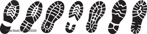 Footprints human shoes icon. Set of footprint silhouettes. Human footsteps icon. Vector illustration