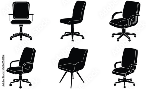 Set of different office chairs vector illustrations  design