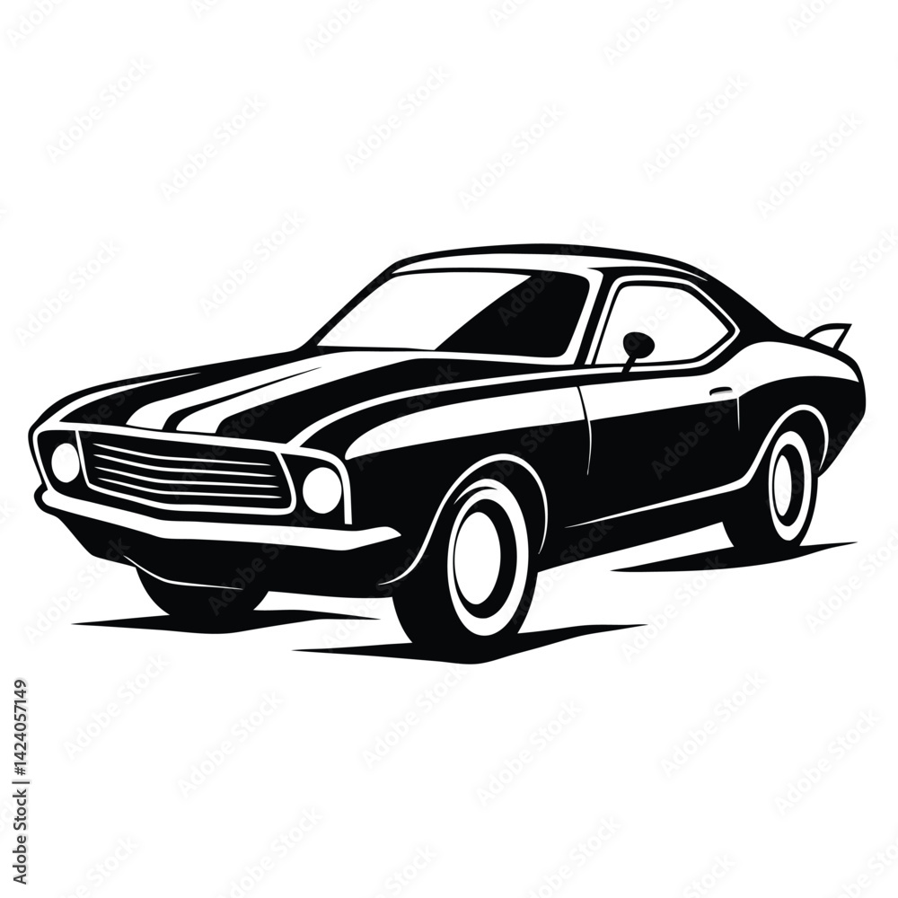 Obraz premium muscle car shilhotee vector isolated on white background