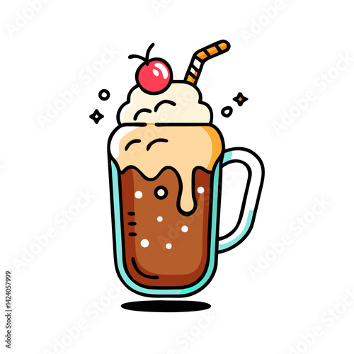 root beer float icon, root beer float vector illustration-simple illustration of root beer float, perfect for root beer float logos and icons
