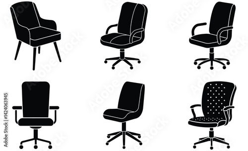 Set of different office chairs vector illustrations  design