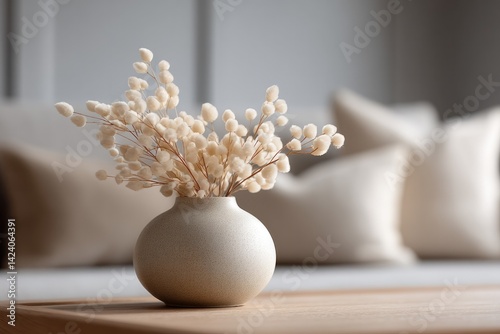 close-up of tastefully arranged minimalistic living room decor showcasing elegance of simplicity